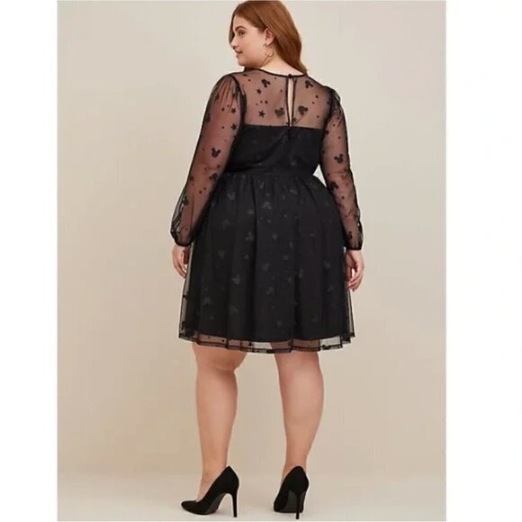 Torrid Dress 18 NWT Disney Mickey Stars At The Knee Tulle Illusion Neck Skater - Picture 9 of 9